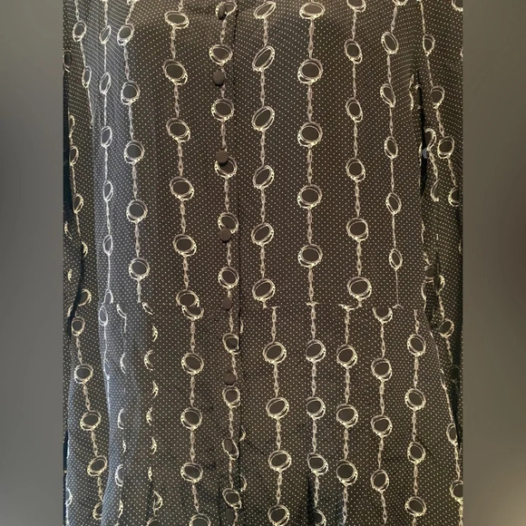 The Kooples Handcuff Chain Polka Dot Long Sleeve Silk Dress - Picture 6 of 13